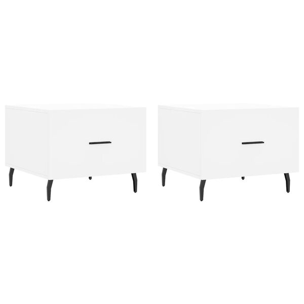 vidaXL Salongbord 2 stk hvit 50x50x40 cm konstruert tre