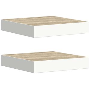 vidaXL Flytende vegghyller 2 stk eik og hvit 23x23,5x3,8 cm MDF