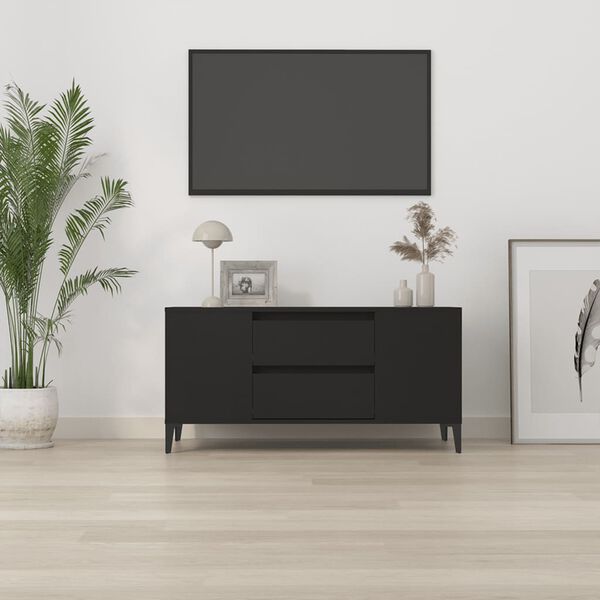 vidaXL TV-benk svart 102x44,5x50 cm konstruert tre