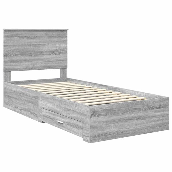 vidaXL Sengestamme med skuff Gr&aring; Sonoma 90 x 190 cm Konstruert tre