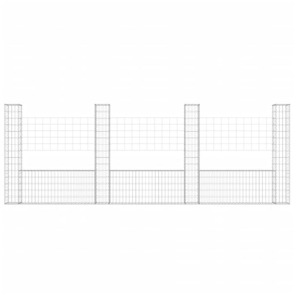 vidaXL Gabionkurv u-formet med 4 stolper 380x20x150 cm jern