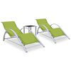 vidaXL Solsenger 2 stk med bord aluminium gr&oslash;nn
