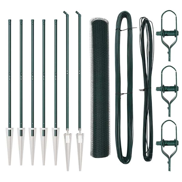 vidaXL Gjerdep&aring;le gr&oslash;nn 10 x 1 m (25 mm mesh) St&aring;l og PVC