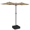 vidaXL Hageparasoll dobbelt hode med LED gr&aring;brun 316x145 cm