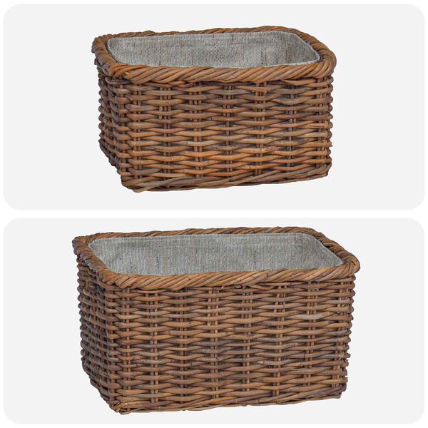 vidaXL Vedkurv 2 pcs Brun Lacak Rattan