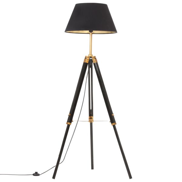 vidaXL Gulvlampe med stativ svart og gull heltre teak 141 cm