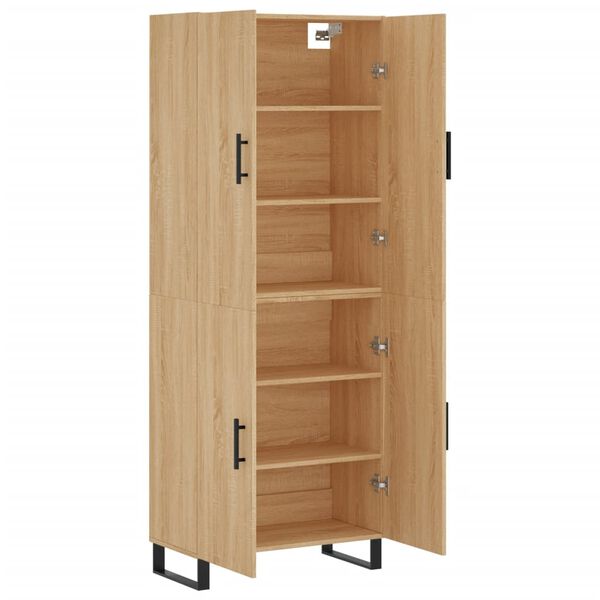vidaXL Highboard sonoma eik 69,5x34x180 cm konstruert tre