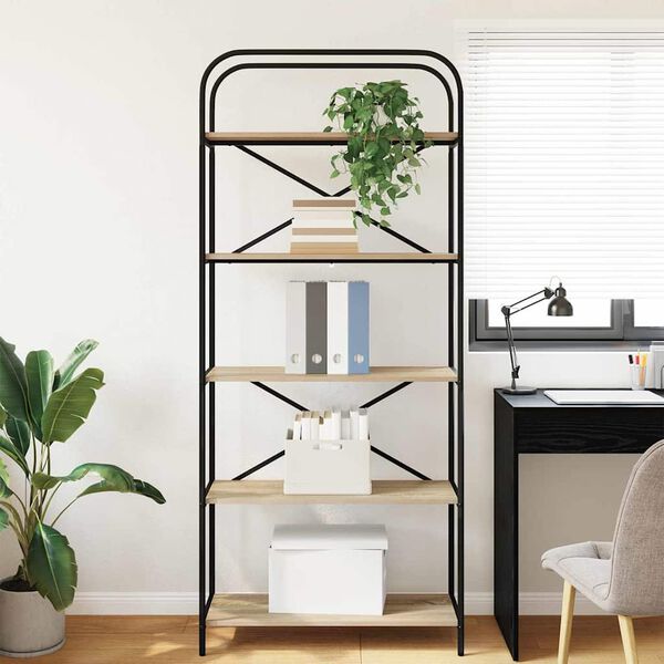 vidaXL Bokhylle Sonoma eik 80 x 30 x 183 cm Konstruert tre