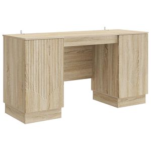 vidaXL Skrivebord med d&oslash;r Sonoma eik 142,5 x 50 x 75 cm Konstruert tre