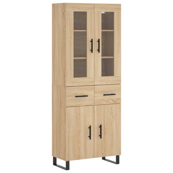 vidaXL Highboard sonoma eik 69,5x34x180 cm konstruert tre