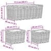 vidaXL Planterkurv med lagring 3 pcs Brun Kubu Rattan