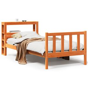 vidaXL Sengeramme med hodegavl voksbrun 75x190 cm heltre furu