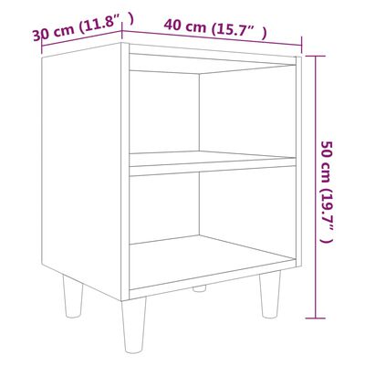 vidaXL Nattbord med ben i heltre 2 stk røkt eik 40x30x50 cm