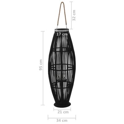 vidaXL Hengelanterne for stearinlys bambus svart 95 cm