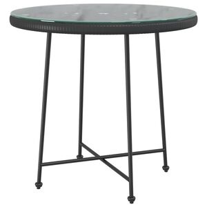 vidaXL Spisebord svart &Oslash;80 cm herdet glass og st&aring;l
