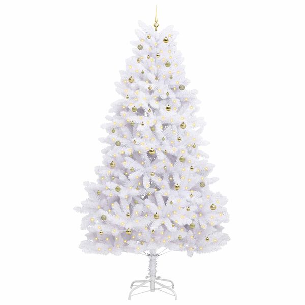 vidaXL Kunstig sammensatt juletre med 300 LED Hvit 300 cm PVC og st&aring;l