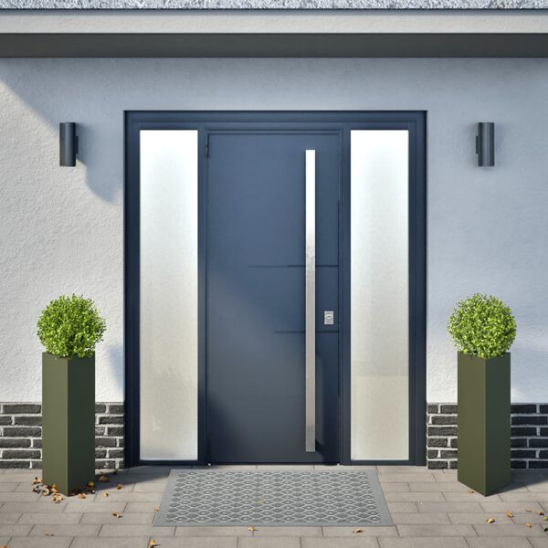 vidaXL Plantekasser 2 stk olivengr&oslash;nn trekantet 30x26x75 cm st&aring;l