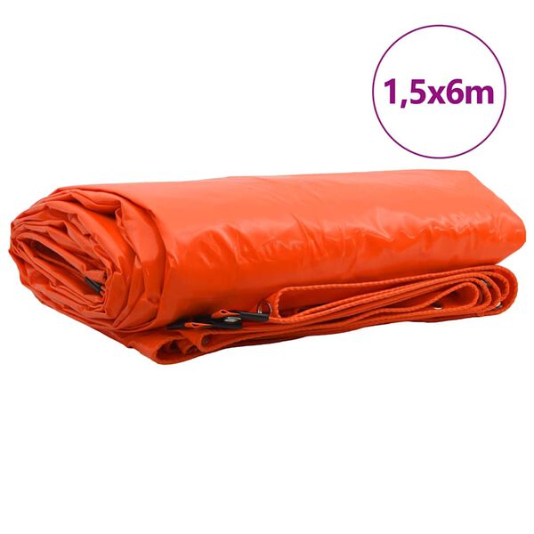 vidaXL Presenning 650g / m&sup2; Oransje 1,5 x 6 m Lerret med PVC-belegg
