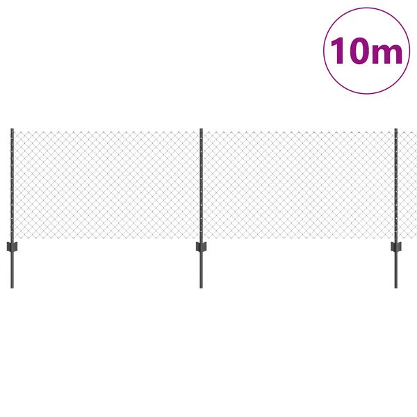 vidaXL Gjerde med stolpe Gr&aring; 0,8 x 10 m St&aring;l og PVC