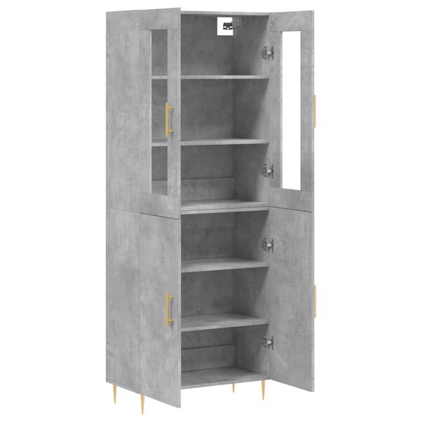 vidaXL Highboard betonggr&aring; 69,5x34x180 cm konstruert tre