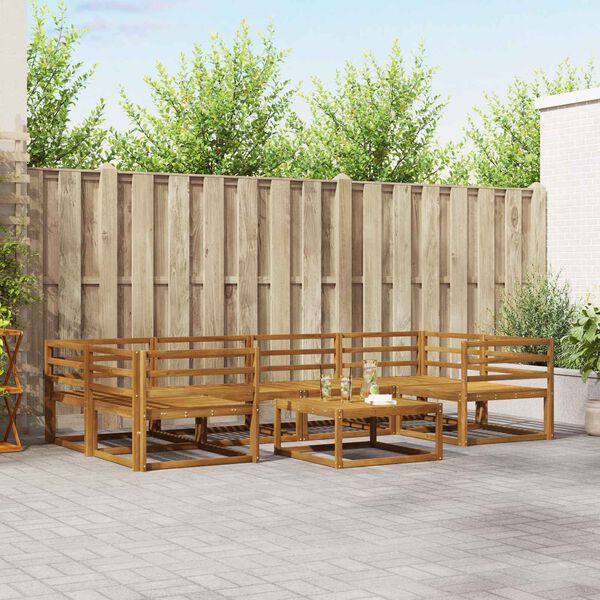 vidaXL Utend&oslash;rs sofa-sett 7 pcs Naturlig Solid akasietre