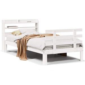 vidaXL Sengeramme med hodegavl hvit 75x190 cm heltre furu