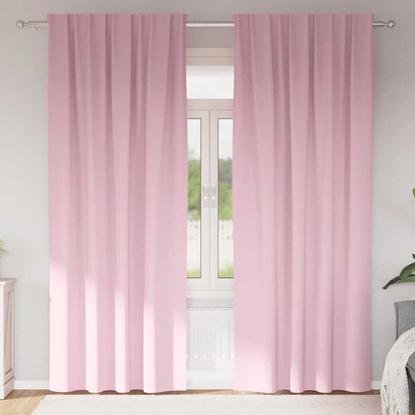 vidaXL Mørkleggende Gardiner med Ringer 2 pcs Babyrosa 225 x 140 cm