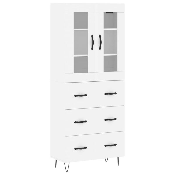 vidaXL Highboard hvit 69,5x34x180 cm konstruert tre
