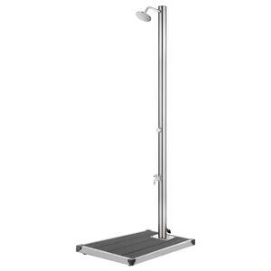 vidaXL Hagedusj med gr&aring;tt dusjbrett 220 cm rustfritt st&aring;l