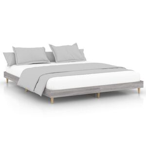 vidaXL Sengeramme gr&aring; sonoma 200x200 cm konstruert tre