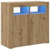 vidaXL Skjenk med LED-lys artisan eik 80x35x75 cm konstruert tre
