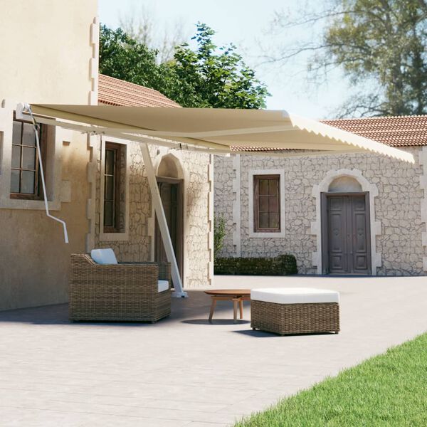 vidaXL Frittst&aring;ende manuell uttrekkbar markise 500x300 cm kremhvit