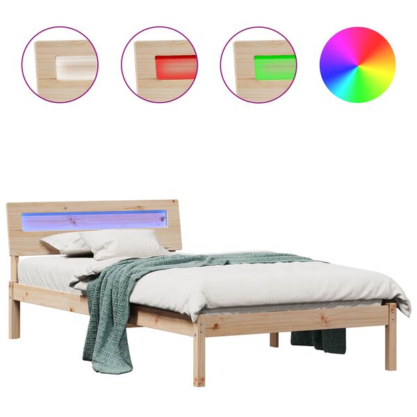 vidaXL Sengestamme med hodegjerde Brun 75 x 190 cm Massiv furu