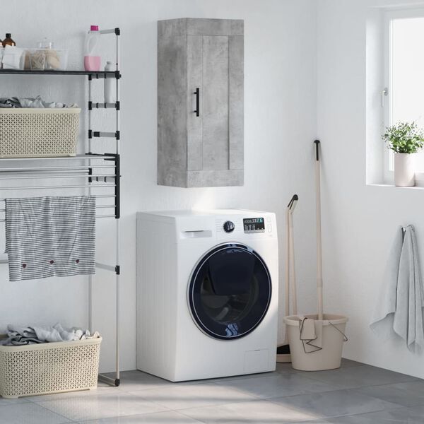 vidaXL Veggskap betonggr&aring; 34,5x34x90 cm konstruert tre