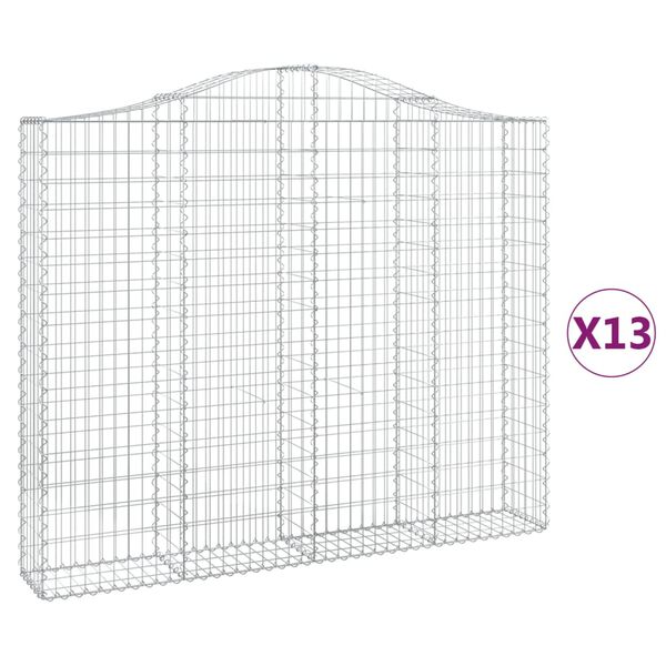 vidaXL Gabionkurver buede 13 stk 200x30x160/180 cm galvanisert jern