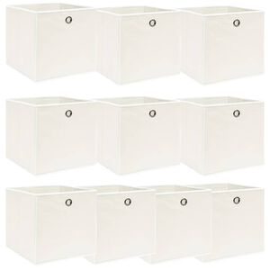 vidaXL Oppbevaringsbokser 10 stk hvit 32x32x32 cm stoff