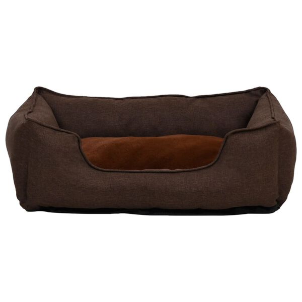 vidaXL Hundeseng brun 65x50x20 cm fleece med linutseende