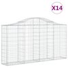 vidaXL Gabionkurver buede 14 stk 200x30x100/120 cm galvanisert jern