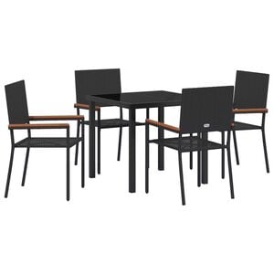 vidaXL Hage Spisegruppe med pute 5 pcs Svart polyrotting