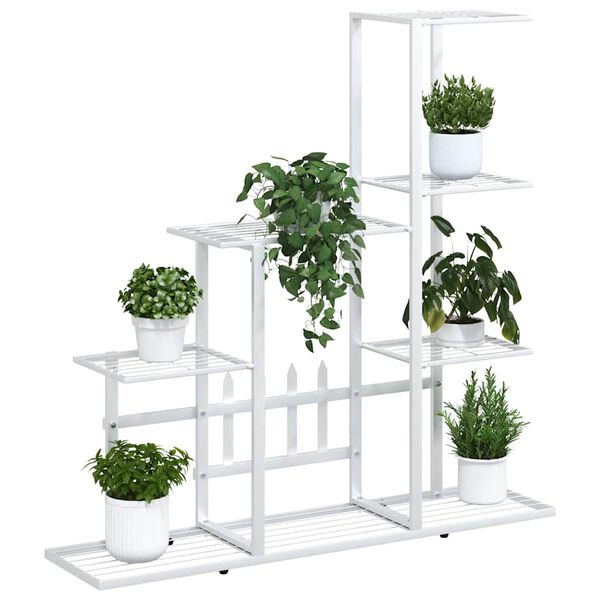 vidaXL Blomsterstativ 94,5x25x88 cm hvit metall