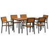 vidaXL Hage Spisegruppe 7 pcs Svart Solid akasietre