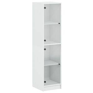 vidaXL Highboard med glassd&oslash;rer hvit 35x37x142 cm