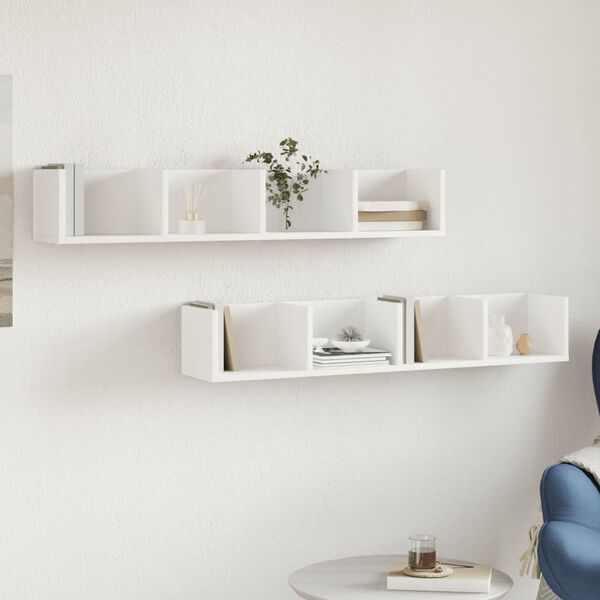 vidaXL Veggskap 2 stk hvit 99x18x16,5 cm konstruert tre