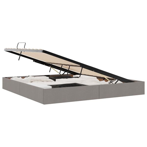 vidaXL Seng med Oppbevaring med madrass Gr&aring;brun 200 x 200 cm stoff
