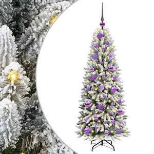 vidaXL Kunstig juletre med 150 LED Hvit 120 cm PVC, plast, st&aring;l og PE