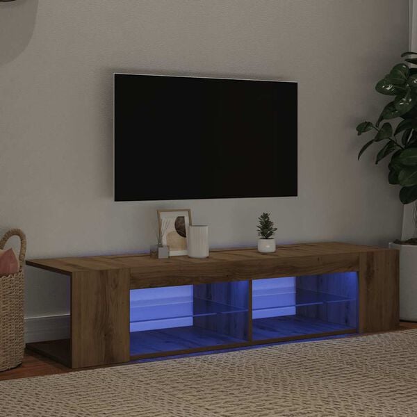 vidaXL TV-benk med LED-lys artisan eik 135x39x30 cm konstruert tre