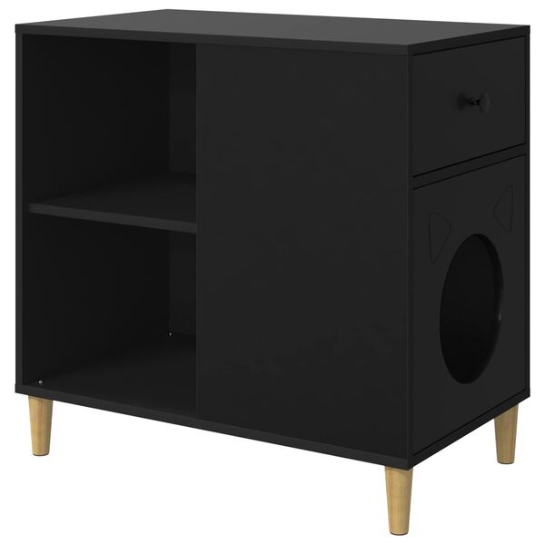 vidaXL Katt Hus Svart 72 x 42.5 x 70 cm Konstruert tre