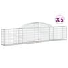 vidaXL Gabionkurver buede 5 stk 300x30x60/80 cm galvanisert jern