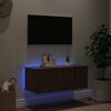 vidaXL Vegghengt TV-benk med LED brun eik 80x35x31 cm