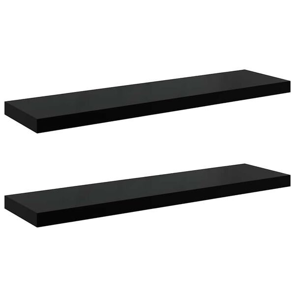 vidaXL Flytende vegghyller 2 stk høyglans svart 90x23,5x3,8 cm MDF